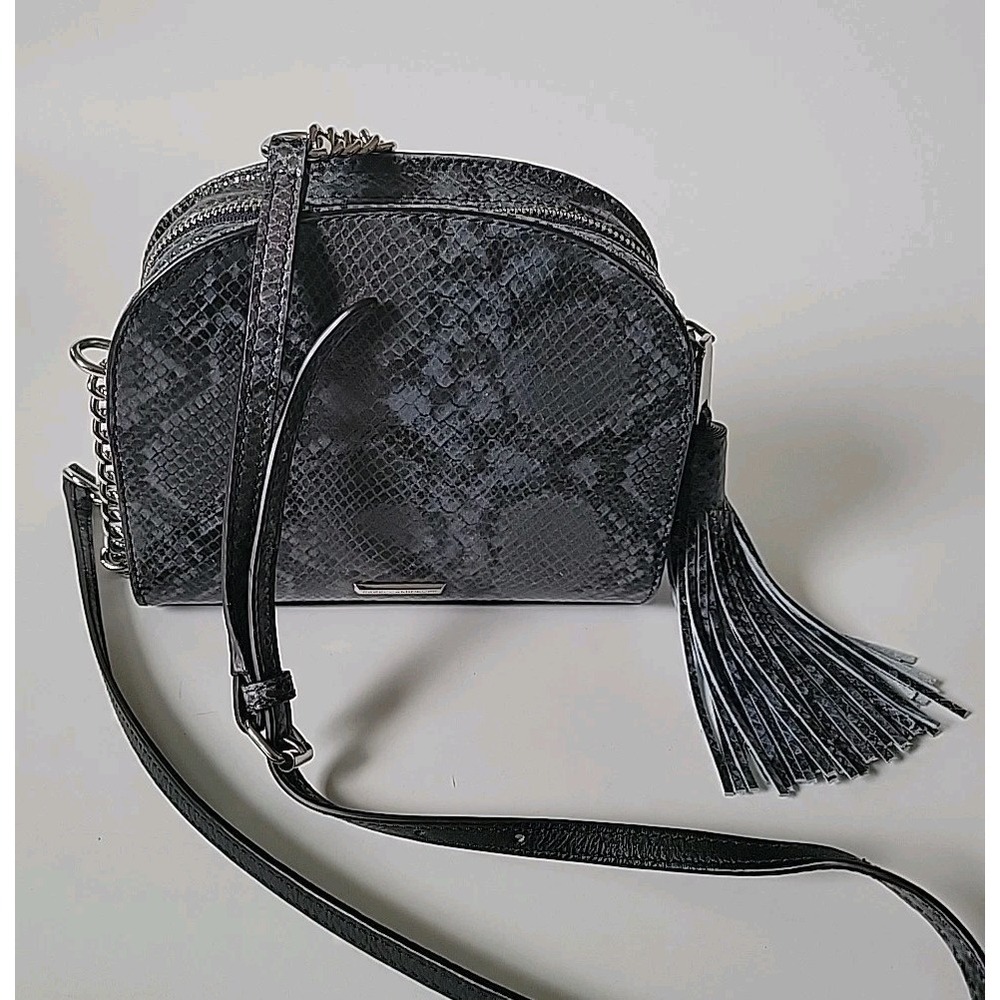 Rebecca Minkoff‎ Small Sunday Half Moon Crossbody Bag Snake Embossed Leather